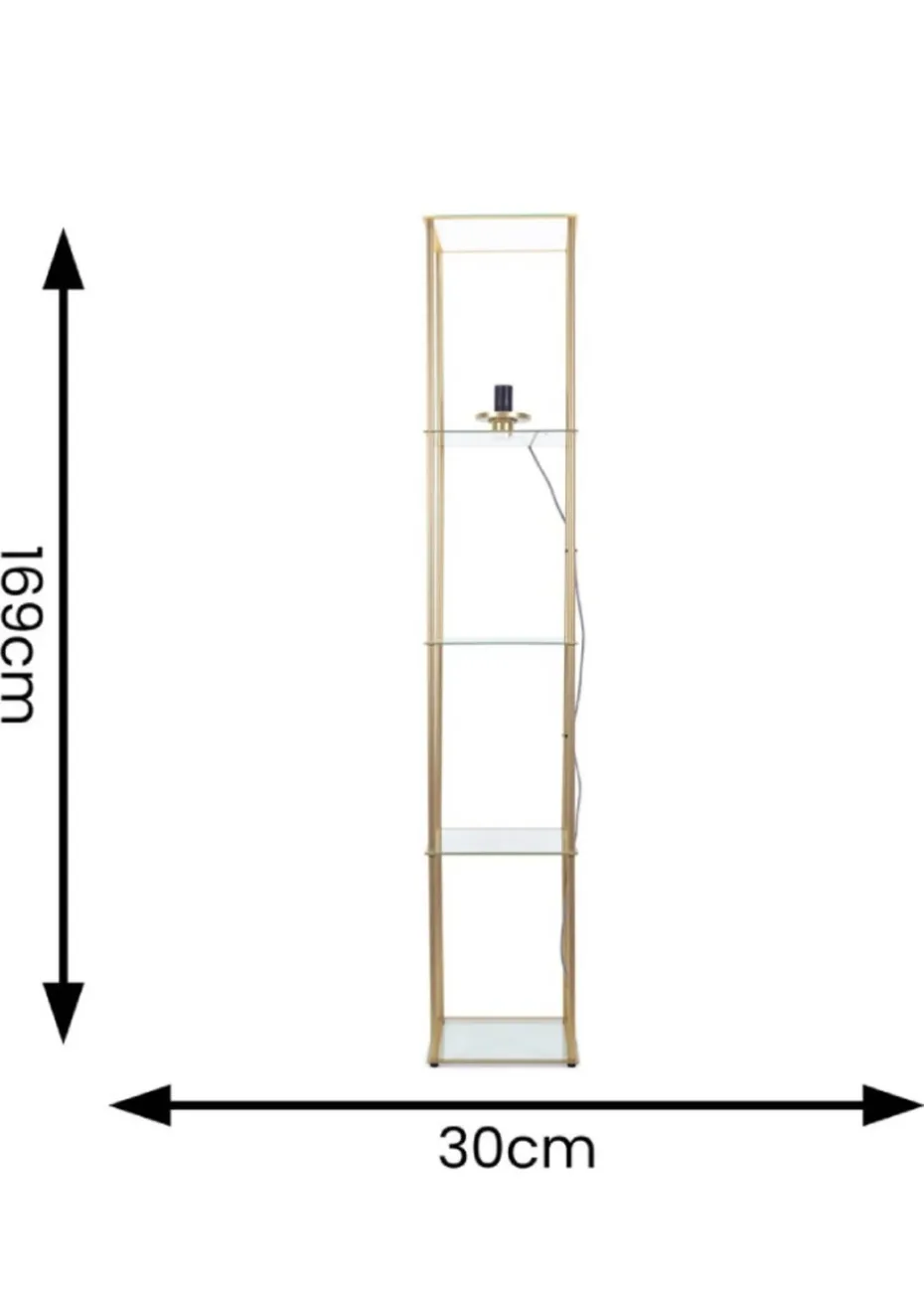 ValueLights Gobie Gold Floor Lamp with Gold Drum Shade (169cm x 30cm x 30cm)