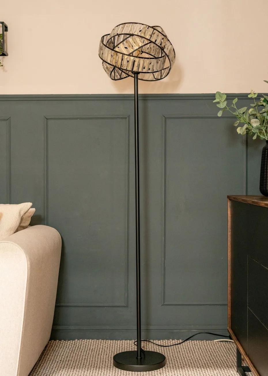 ValueLights Hudson Grey Metal Floor Lamp (159cm x 36.5cm x 36.5cm)