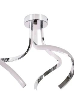 ValueLights Infinity Silver Flush Light with White  Shade Integrated LED (38cm x 35cm x 34.5cm)