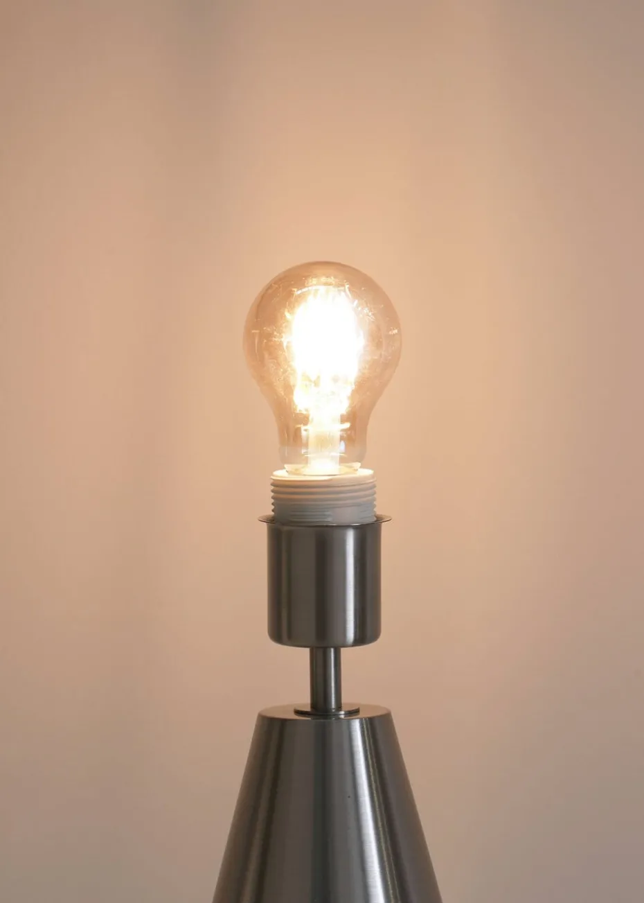 ValueLights Jax Dimmable Plated Silver Table Lamp with Small Drum Shade