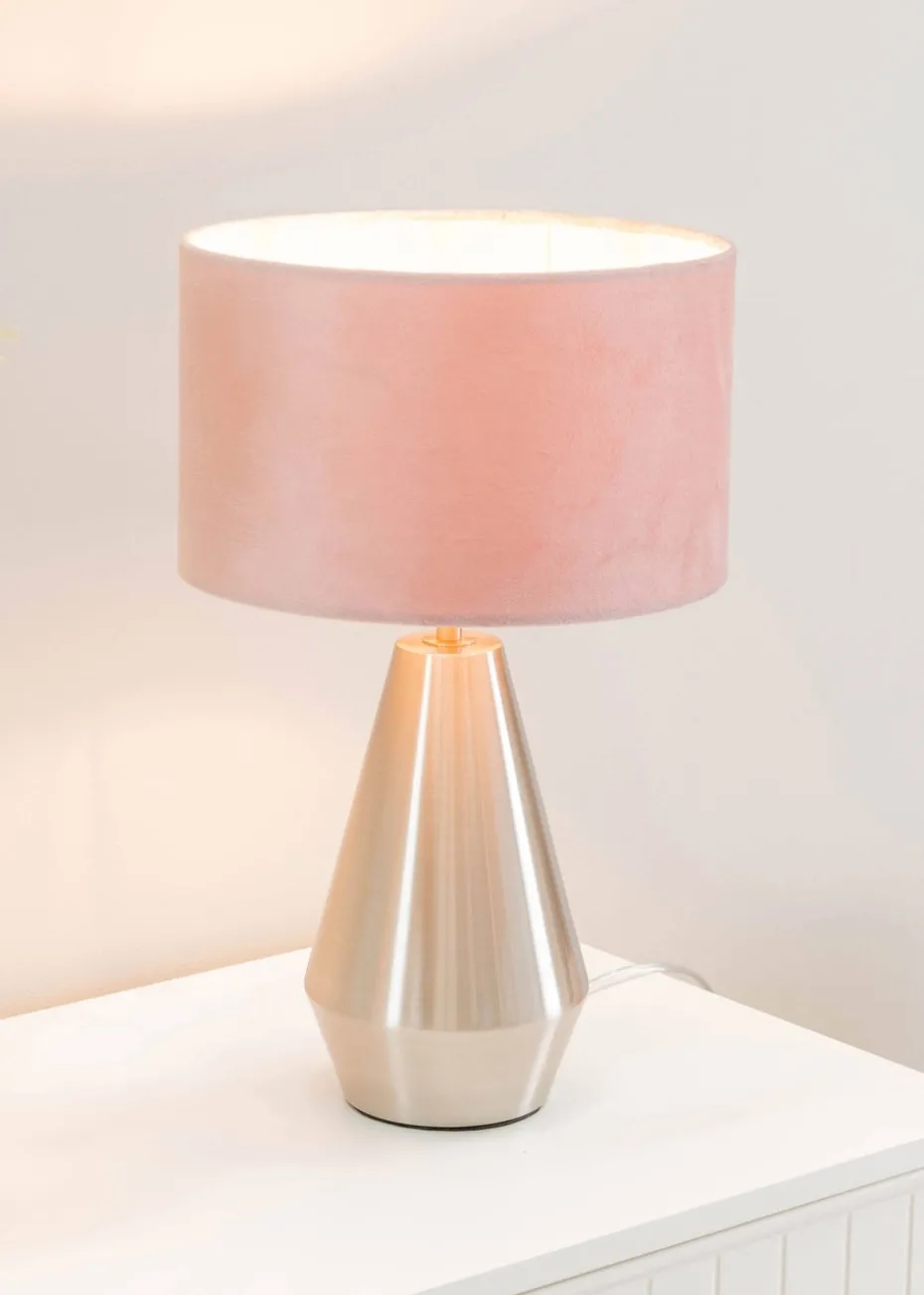 ValueLights Jax Dimmable Plated Silver Table Lamp with Small Drum Shade