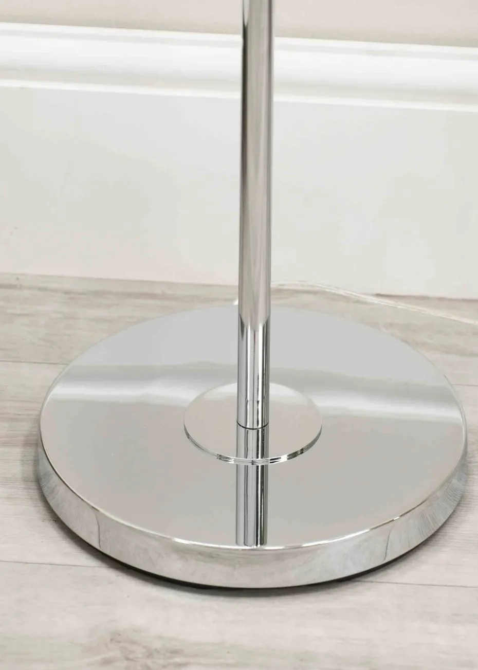 ValueLights Kelsks Chrome Floor Lamp with White Tiered Shade (150.5cm x 30cm x 30cm)