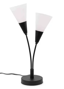 ValueLights Kristina Black Table Lamp with White Uplighter Shade (48.5cm x 13cm x 14cm)