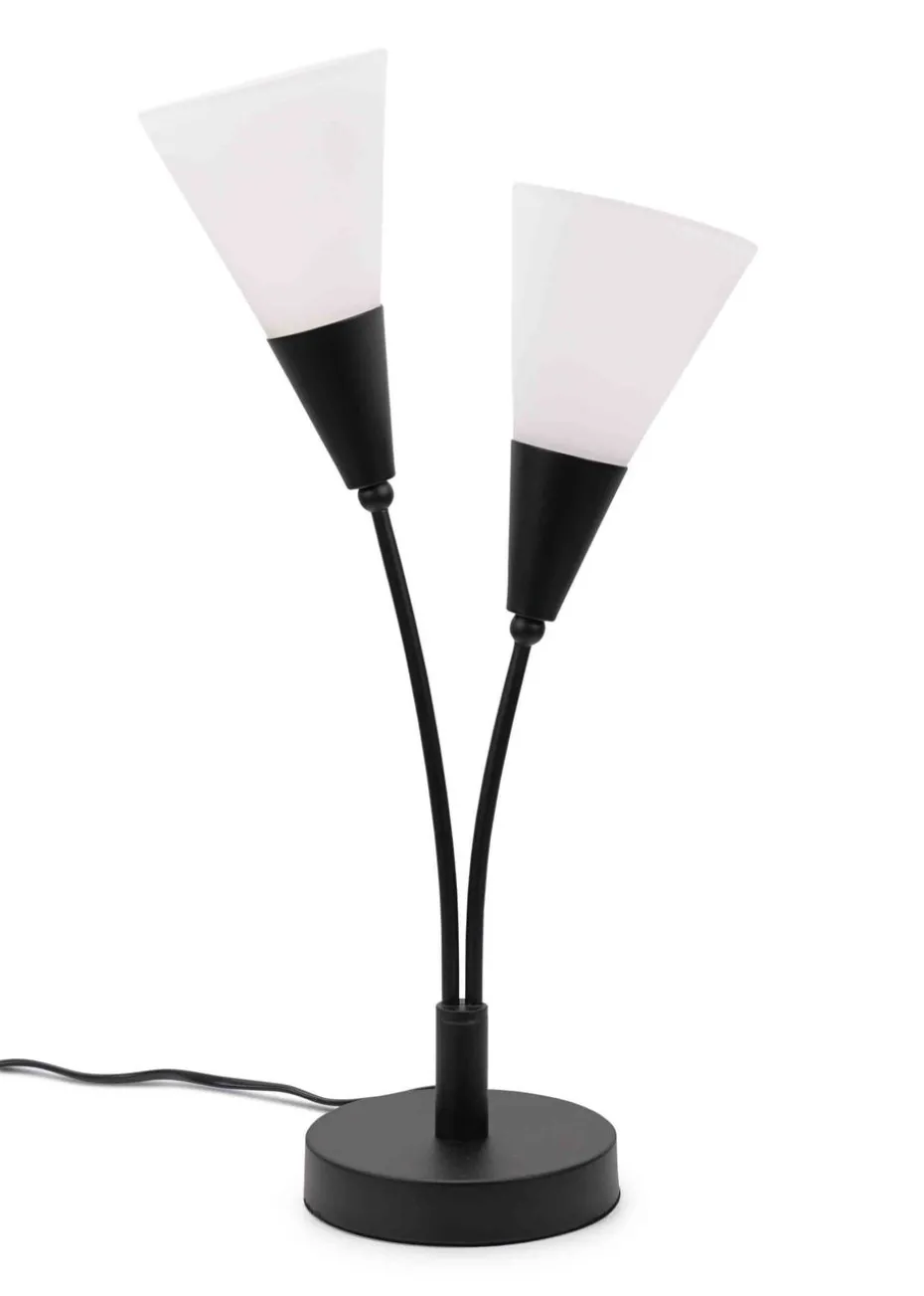 ValueLights Kristina Black Table Lamp with White Uplighter Shade (48.5cm x 13cm x 14cm)