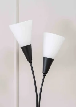 ValueLights Kristina Black Table Lamp with White Uplighter Shade (48.5cm x 13cm x 14cm)