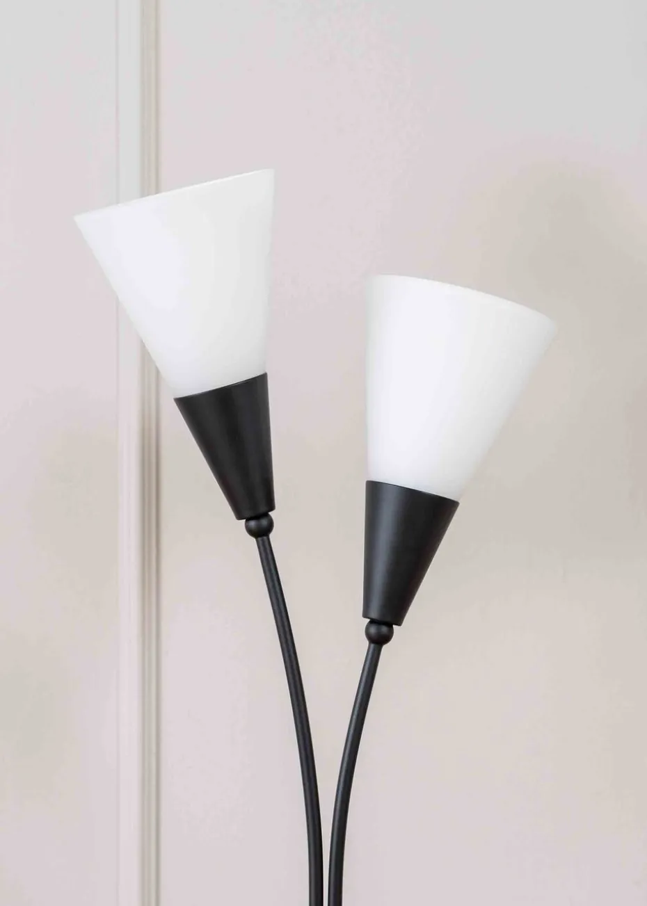 ValueLights Kristina Black Table Lamp with White Uplighter Shade (48.5cm x 13cm x 14cm)