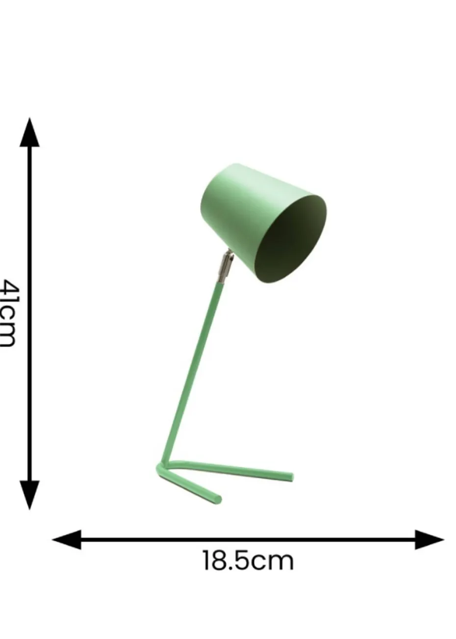 ValueLights Lark Green Table Lamp with Green Tapered Shade (41cm x 18.5cm x 15cm)
