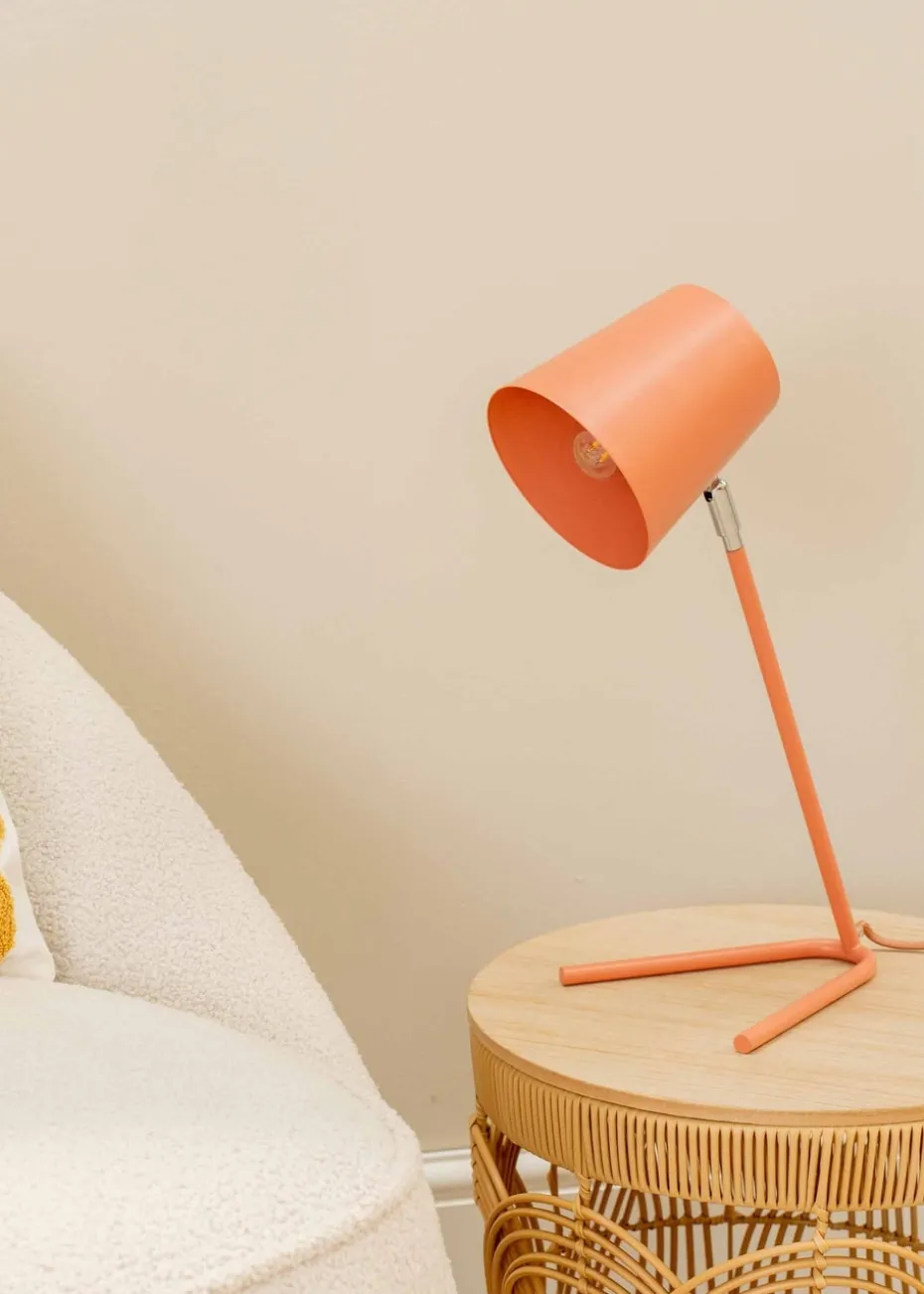 ValueLights Lark Pink Table Lamp with Pink Tapered Shade (41cm x 18.5cm x 15cm)