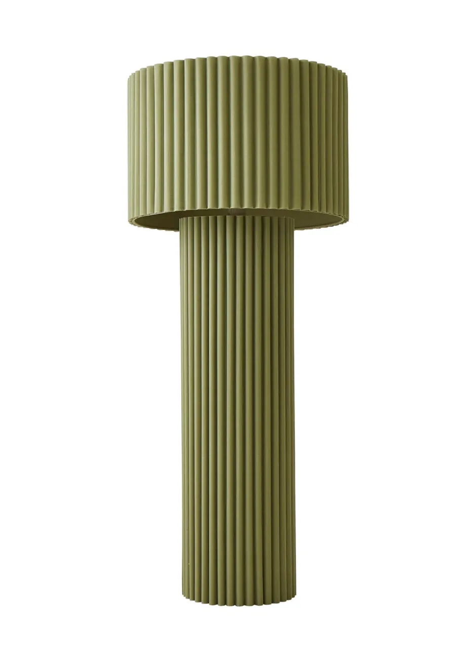 ValueLights Lenny Drum Lamp Shade Colour Drench Ribbed Fabric Midi Floor Lamp