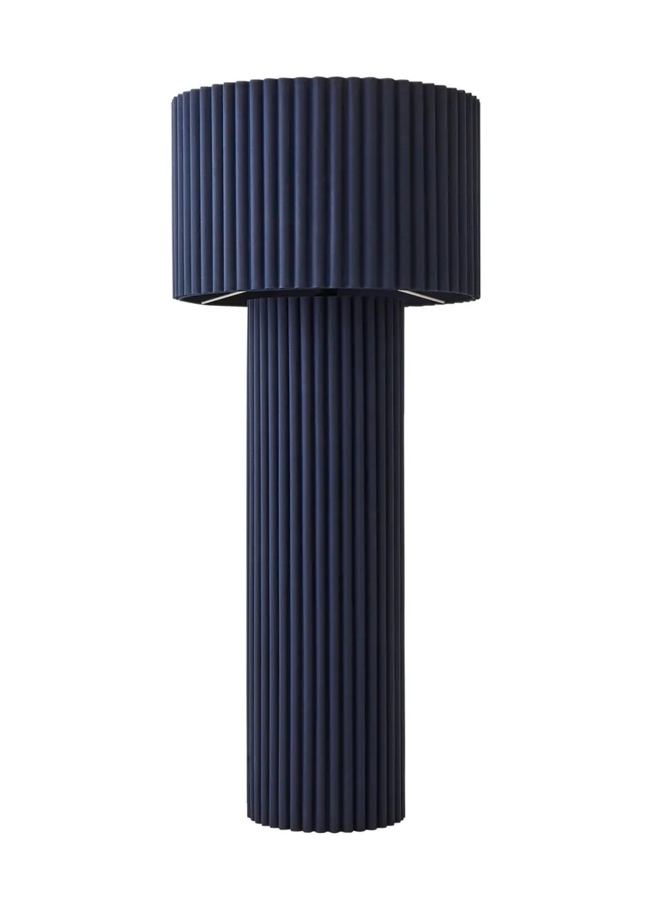 ValueLights Lenny Drum Lamp Shade Colour Drench Ribbed Fabric Midi Floor Lamp