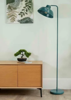 ValueLights Morris Matte Teal Floor Lamp with Teal Dome Shade