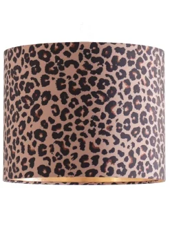 ValueLights Oasis Leopard Print Fabric with Inner Drum Ceiling Lamp Shade