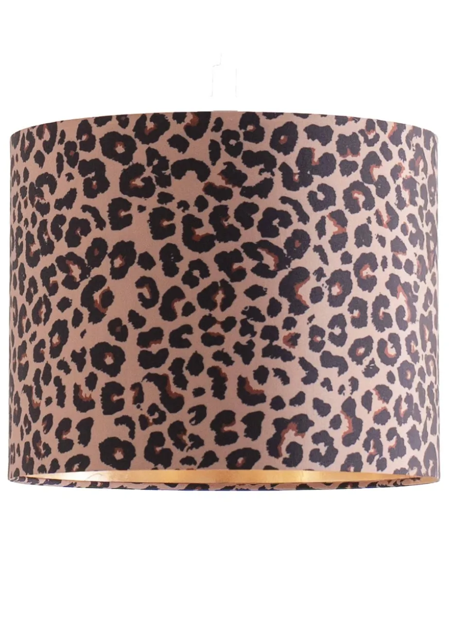 ValueLights Oasis Leopard Print Fabric with Inner Drum Ceiling Lamp Shade