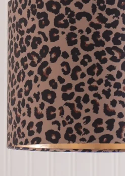 ValueLights Oasis Leopard Print Fabric with Inner Drum Ceiling Lamp Shade