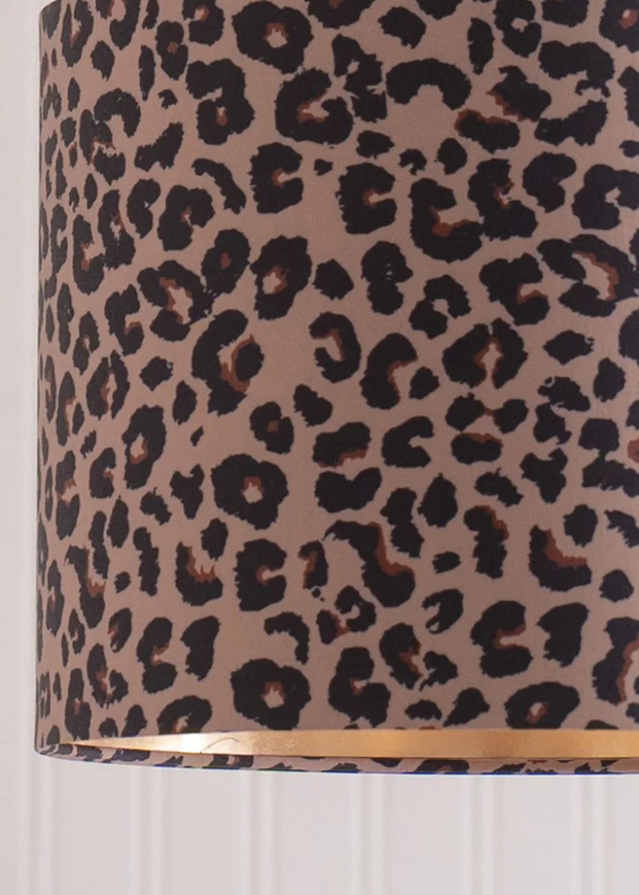 ValueLights Oasis Leopard Print Fabric with Inner Drum Ceiling Lamp Shade