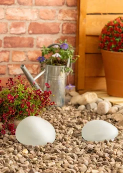 ValueLights Pebble Solar Lights Set of 2 (10.9cm x 12.5cm x 16.7cm)