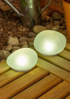 ValueLights Pebble Solar Lights Set of 2 (10.9cm x 12.5cm x 16.7cm)