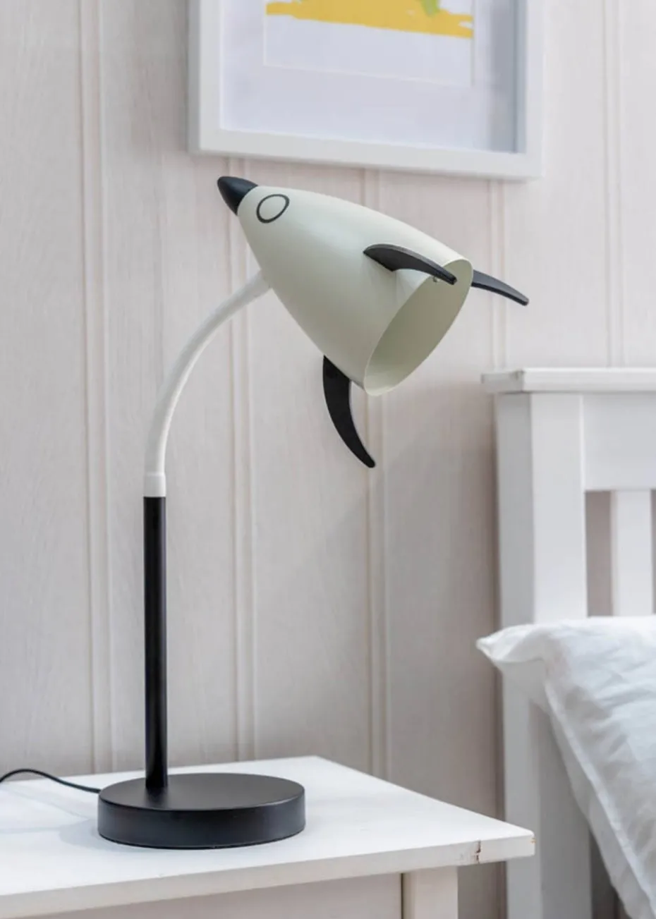 ValueLights Rocket Blue Table Lamp with Tapered Shade