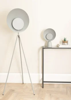 ValueLights Saffy Matte Grey Floor Lamp with Grey Shade (150cm x 59cm x 59cm)