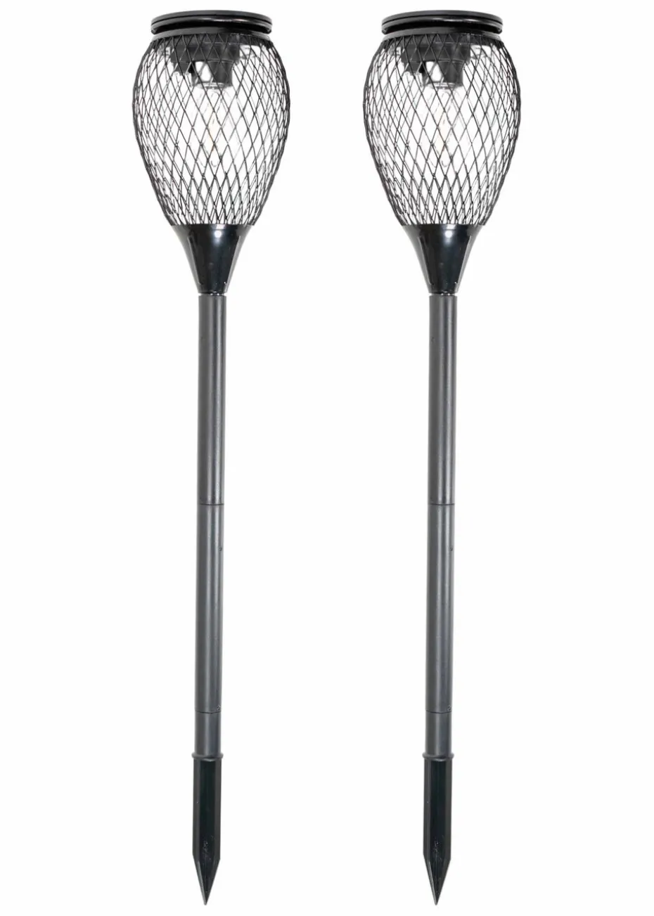 ValueLights Solar 2 Pack Black Cage Spike Lights With Integrated LED's