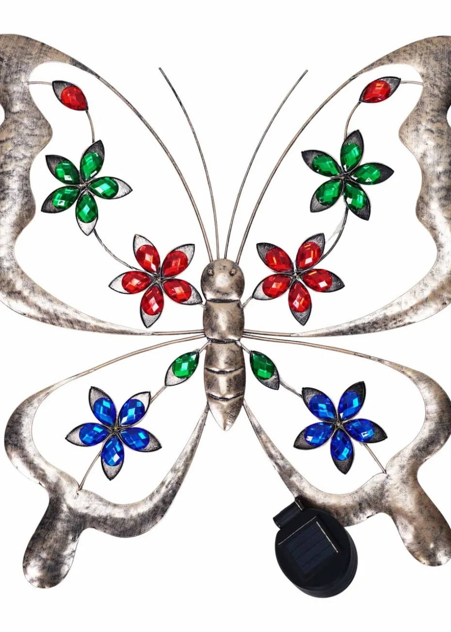 ValueLights Solar Butterfly Wall Light With Integrated LED's (3cm x 44cm x 41.5cm)