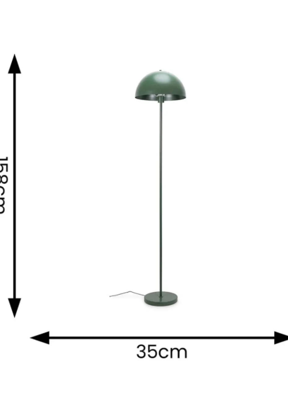 ValueLights Stassi Matte Green Floor Lamp with Green Dome Shade