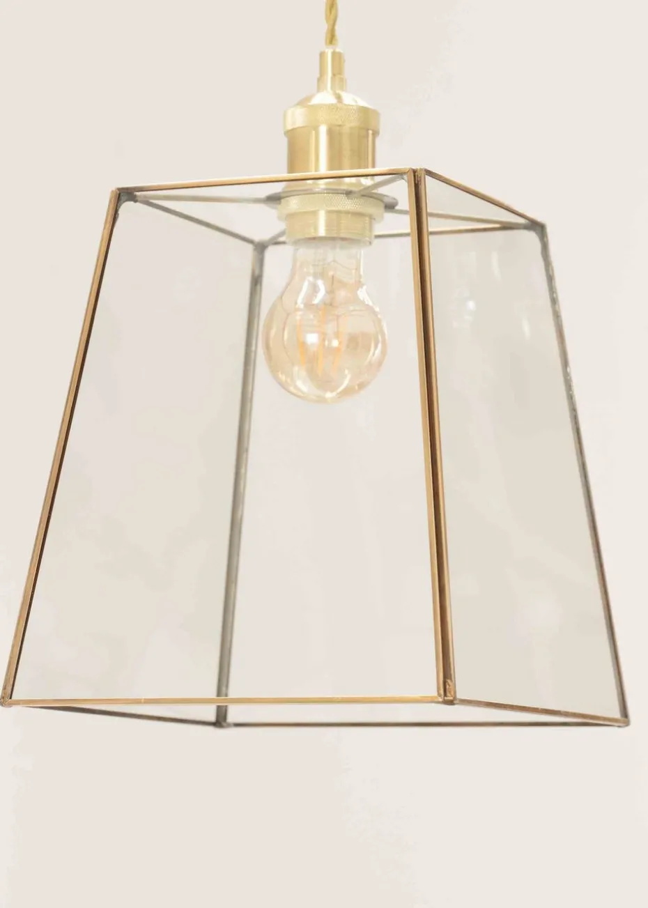 ValueLights Susie Glass Clear White Square Ceiling Pendant Shade (19cm x 18cm x 18cm)
