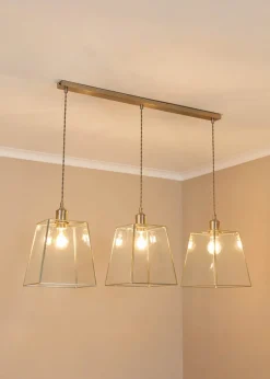 ValueLights Susie Glass Lantern Lamp Shade 3 Drop Diner Ceiling Pendant Light