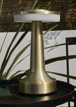 ValueLights Talance Antique Brass LED Rechargeable Dimmable Touch Table Lamp