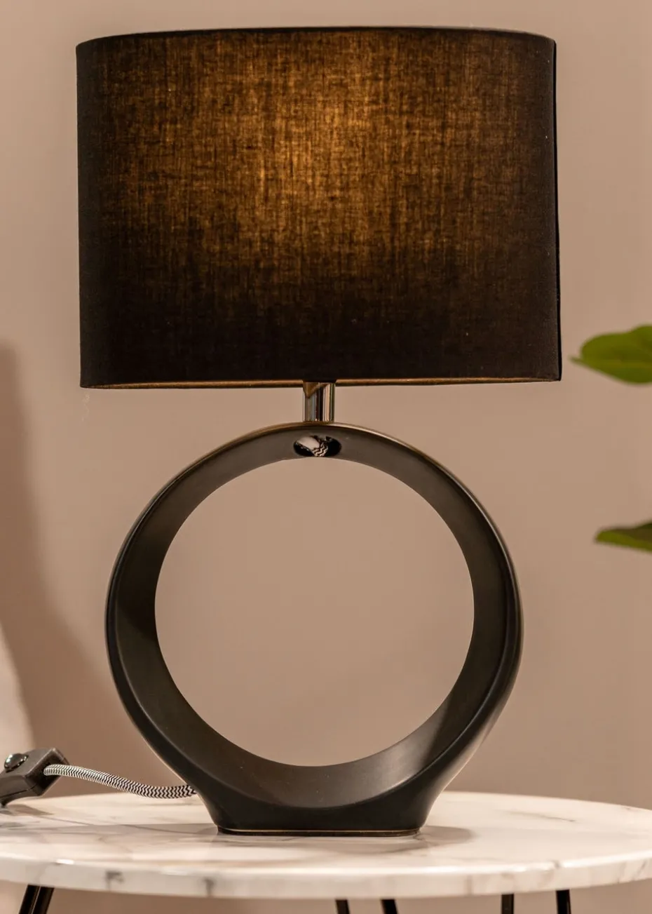 ValueLights Tia Black Ceramic Table Lamp (41cm x 24.5cm x 15.5cm)