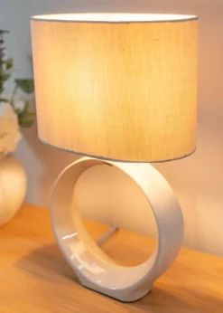 ValueLights Tia Pair of Matte Cream Table Lamp & E14 Candle