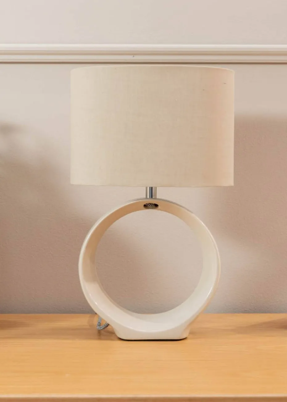 ValueLights Tia Pair of Matte Cream Table Lamp & E14 Candle