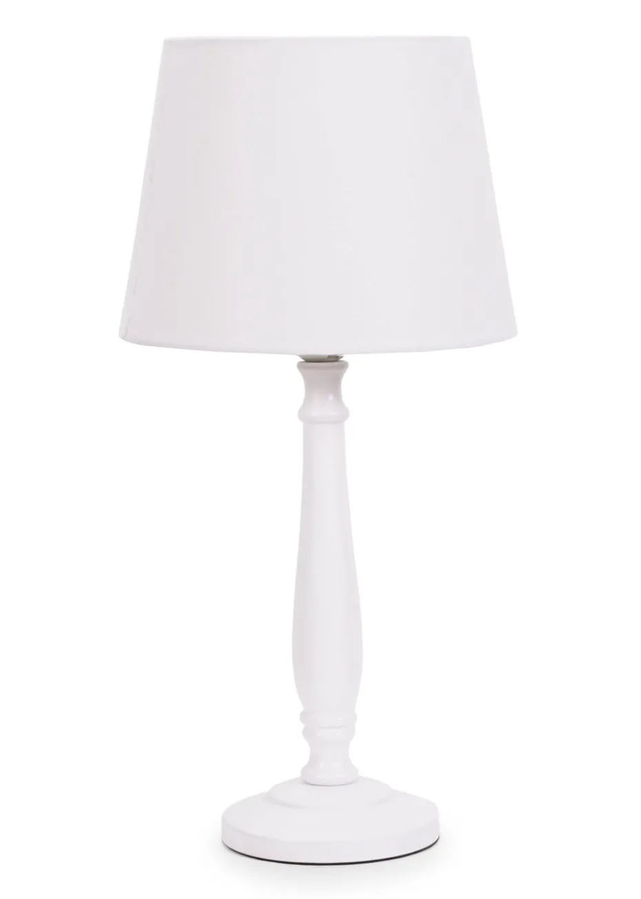 ValueLights Victoria Painted White Table Lamp with Small Tapered Shade