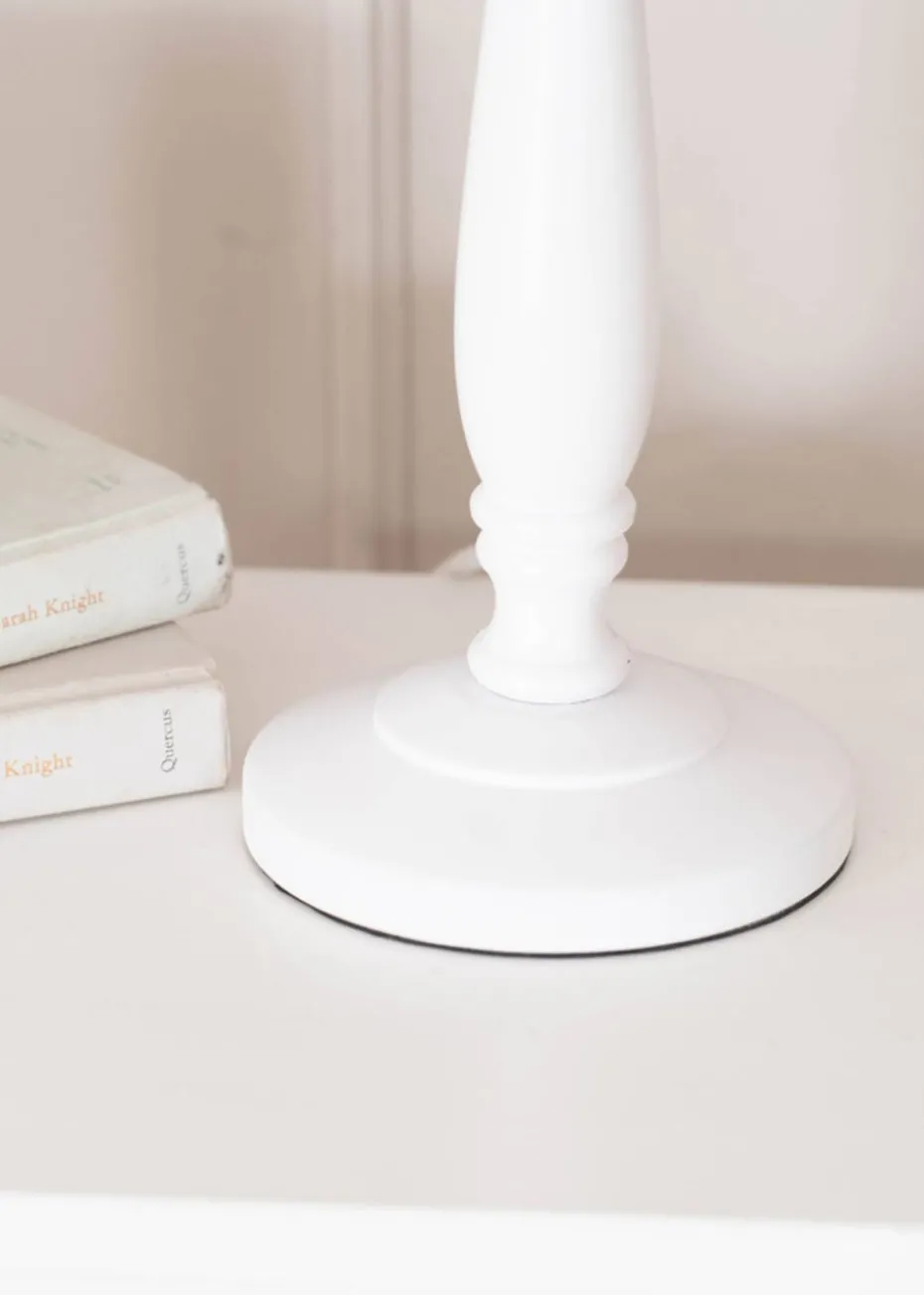 ValueLights Victoria Painted White Table Lamp with Small Tapered Shade
