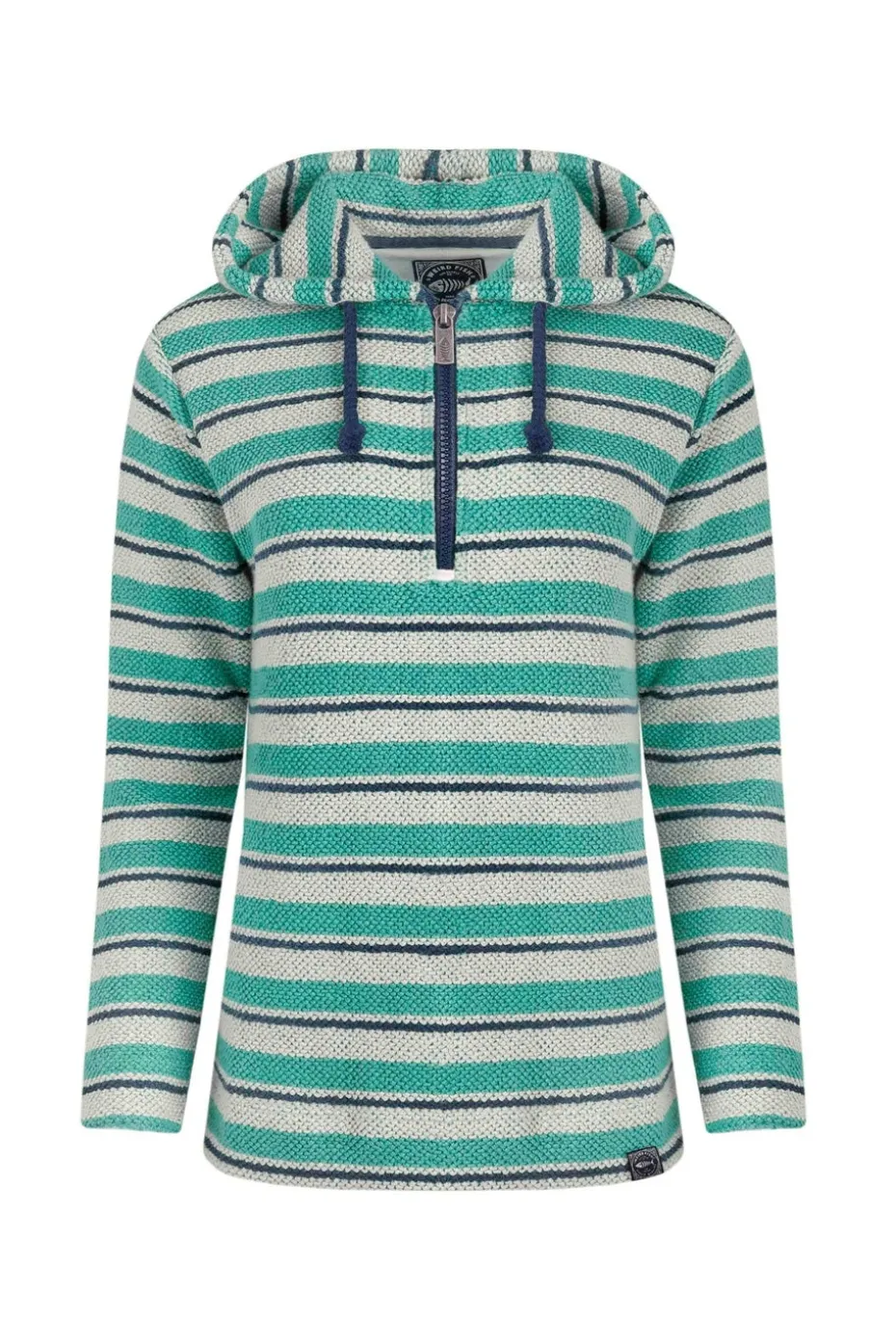 Weird Fish Blue Ally 1/4 Zip Stripe Hoodie