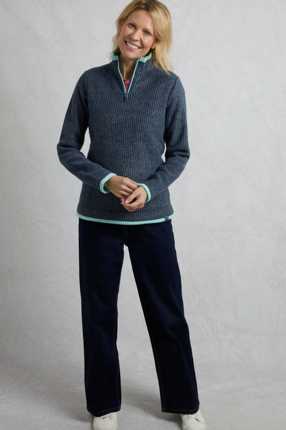 Weird Fish Blue Beye 1/4 Zip Grid Fleece