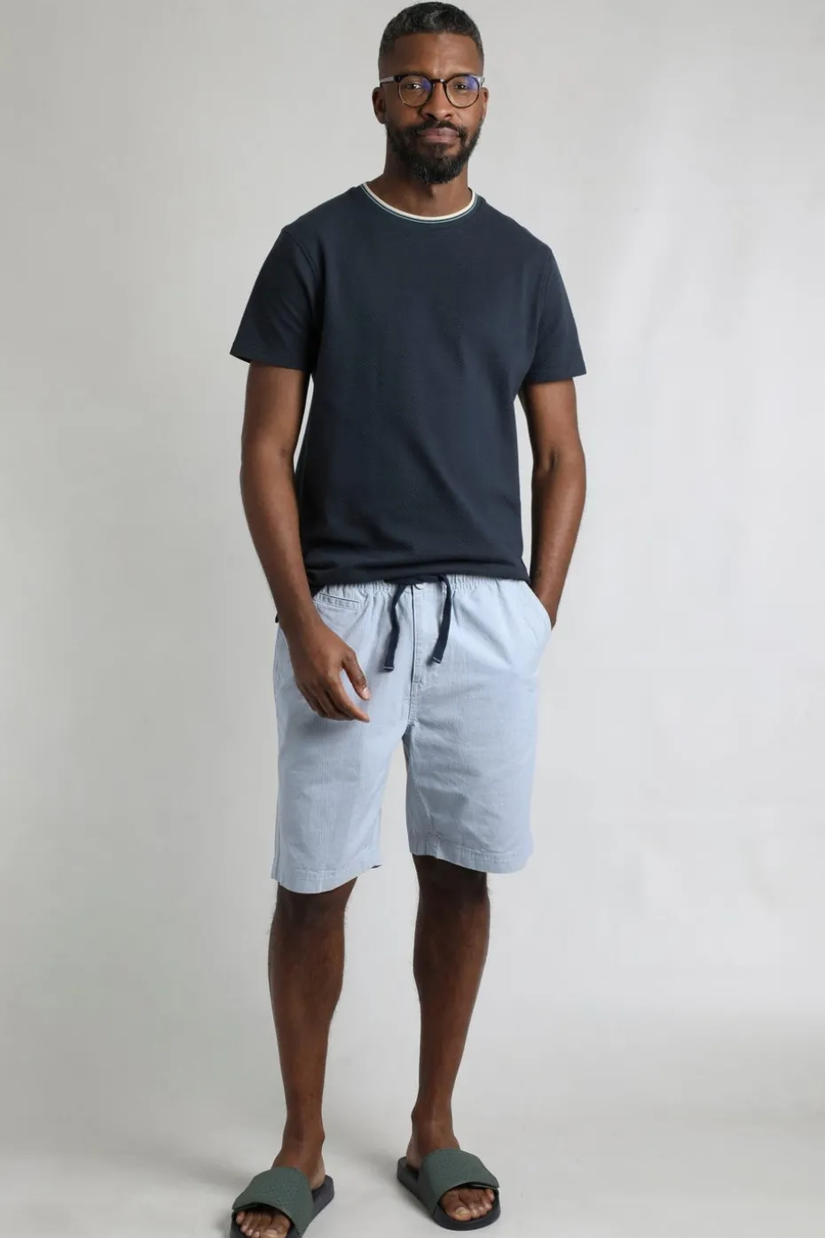Weird Fish Cream Dewey Stripe Shorts