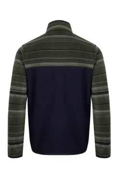 Weird Fish Green Gilbert 1/4 Zip Striped Microfleece