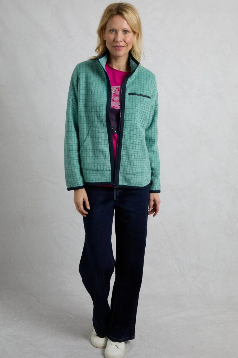 Weird Fish Green Tilly 1/4 Zip Grid Fleece
