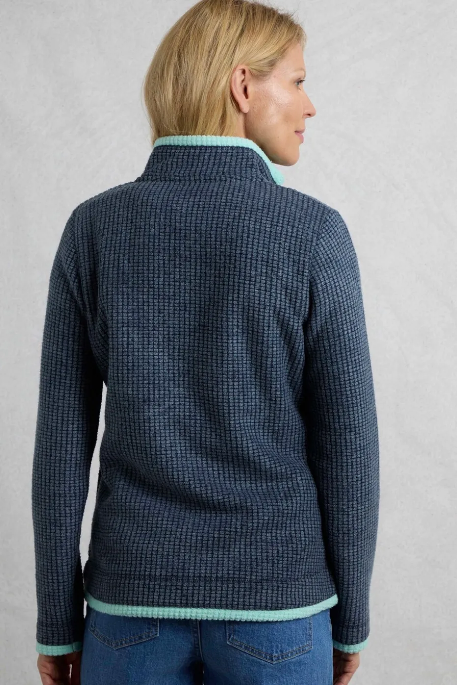 Weird Fish Navy Ariana Full Zip Grid Fleece