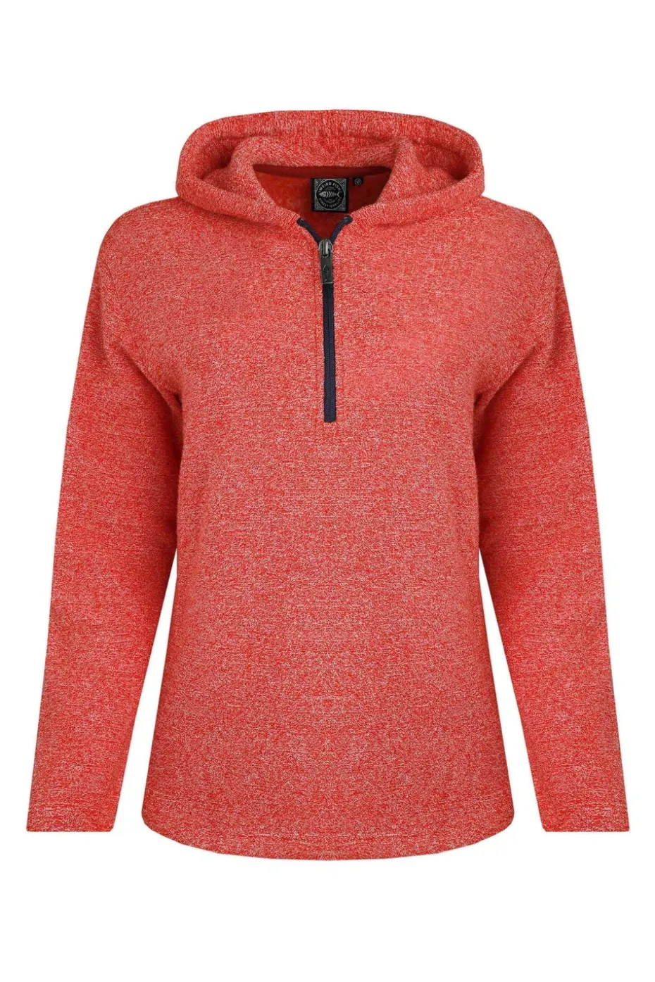 Weird Fish Red Alisa 1/4 Zip Snow Marl Fleece Hoodie