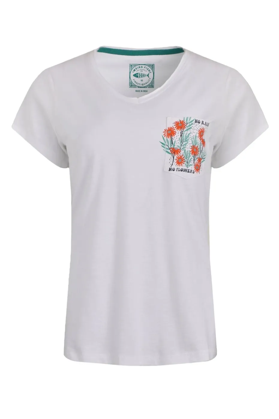 Weird Fish White No Rain No Flowers Slub Pocket T-Shirt