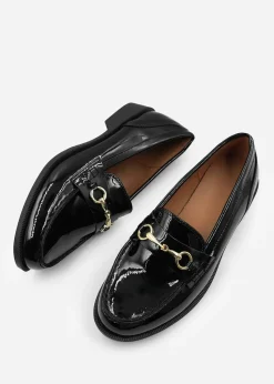 Where's That From Black Cielo Round Toe Metal Detail Loafers