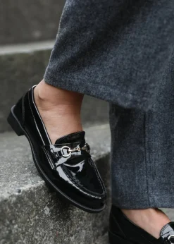 Where's That From Black Cielo Wide Fit Metal Detail Loafers