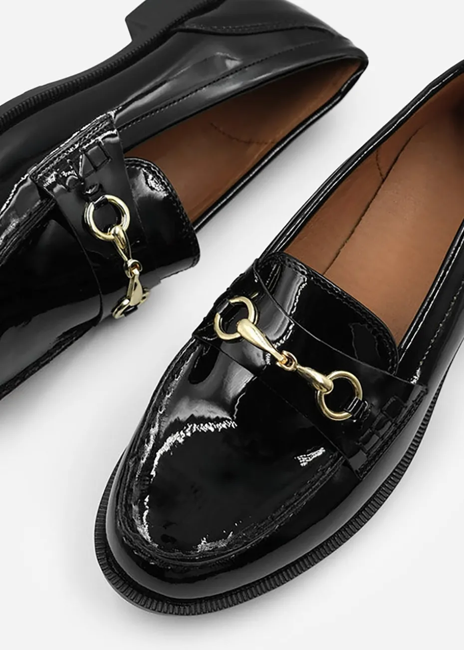 Where's That From Black Cielo Wide Fit Metal Detail Loafers