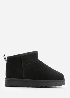 Where's That From Black Faux-Suede Maple Faux Fur Slipper Boots