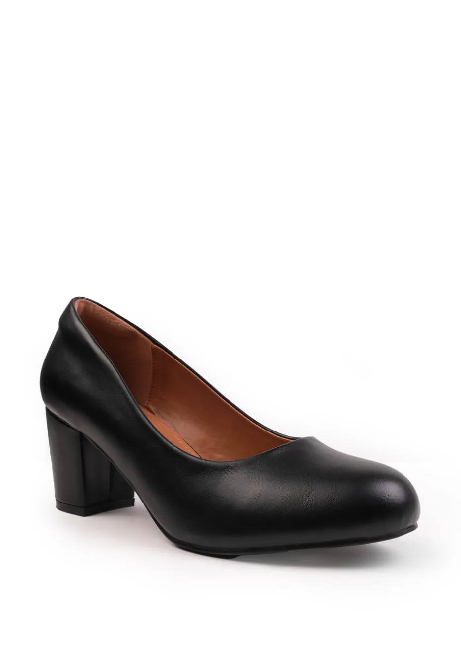 Where's That From Black Melrose Wide Fit PU Court Shoes