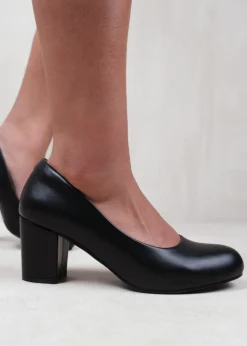Where's That From Black Melrose Wide Fit PU Court Shoes
