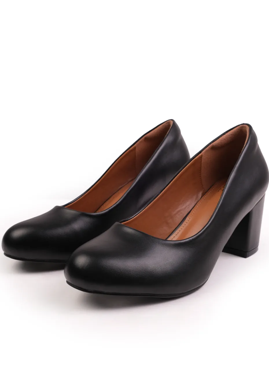 Where's That From Black Melrose Wide Fit PU Court Shoes