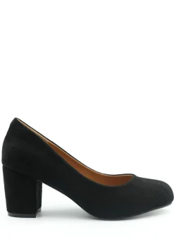 Where's That From Black Melrose Wide Fit Suede Court Shoes